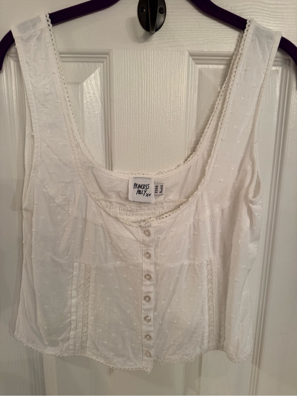 Princess Polly White Eyelet Button-Front Camisole